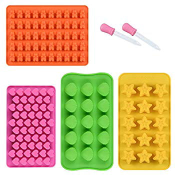 Chocolate Molds Gummy Molds Silicone Candy Mold and Silicone Ice Cube Tray Nonstick Including Hearts Stars Shells 